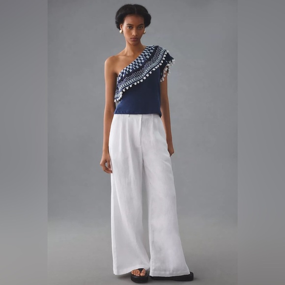 By Anthropologie Pom-Tassel One-Shoulder Top | Size Medium| - Picture 4 of 10